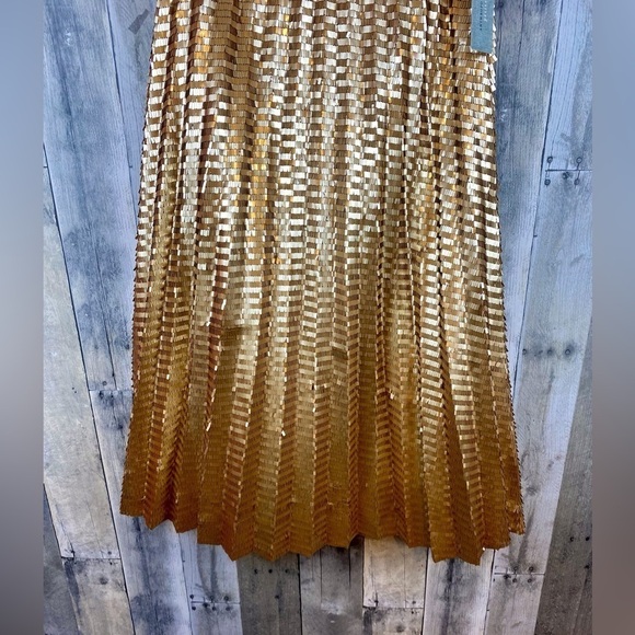 NWT Anthropologie Maeve Natalia Sequined Midi Skirt in Gold Size Small Petite. - Picture 6 of 16